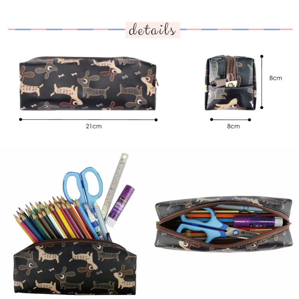 Waterproof Tricolor Corgi Large Pencil Case Makeup Pouch - Picture 2 of 5